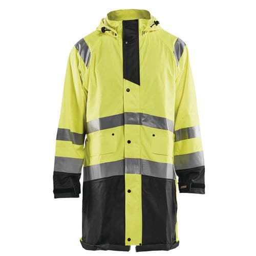 Veste de pluie haute visibilité niveau 1 jaune fluo/noir, bas