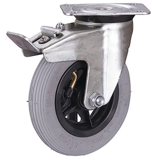 Roulette pivotante avec frein pour leve roue