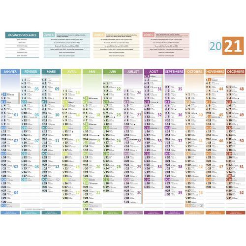 Calendrier annuel mural 2021 - recto grille 12 mois - Bouchut - Manutan.fr